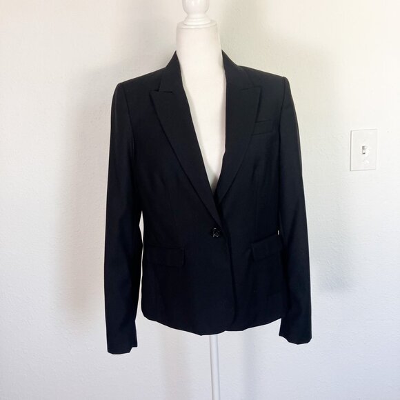 MNG Mango Black Fitted Suit Blazer Jacket Size 42 - Picture 1 of 9